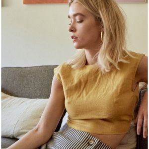 Valentina Top in Topaz Linen